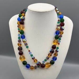 Joan Rivers Classic Collection Multi Coloured Glass Bead Necklace- Czech JP293